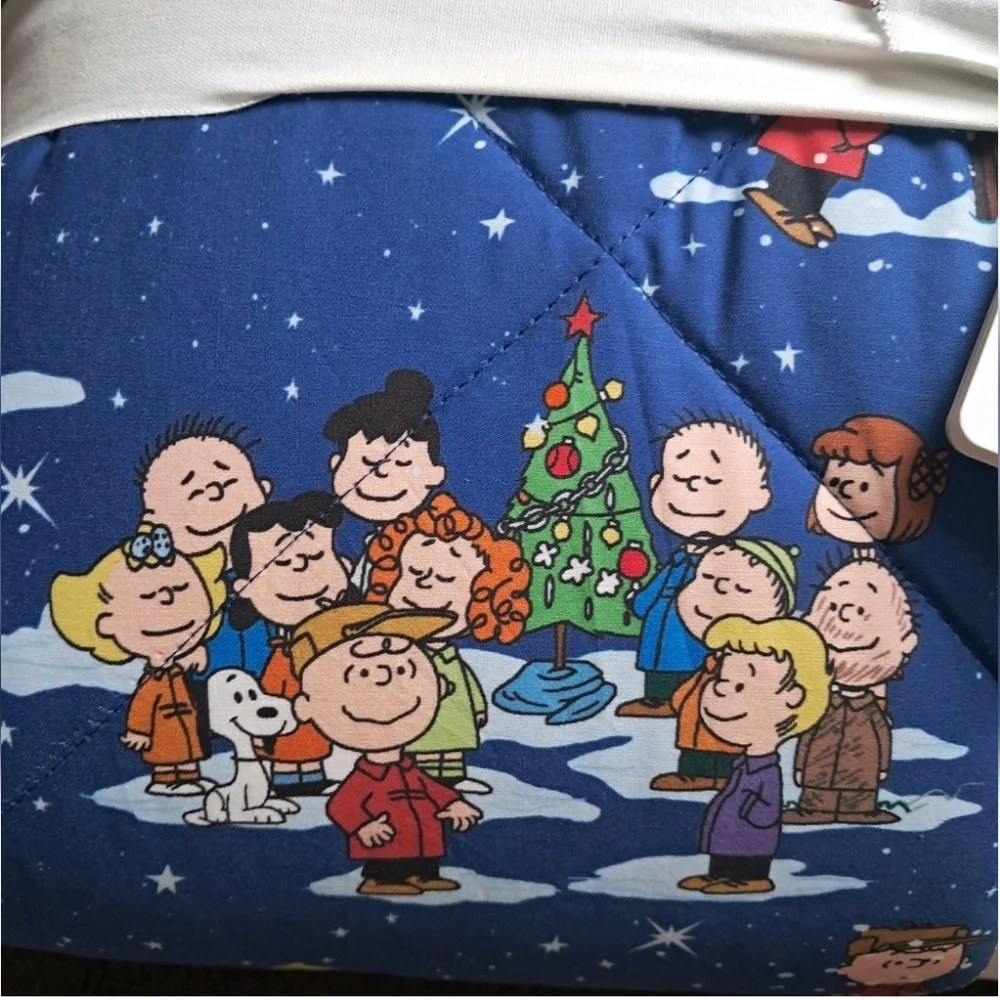 Pottery Barn Charlie Brown Christmas Comforter King Cal King NEW Peanuts Holiday